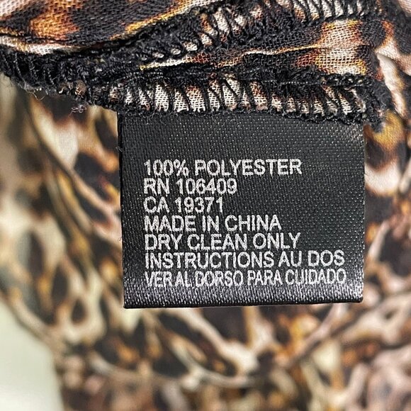 Tahari Womens Plus 1X Leopard Ruffle Button Up Blouse Sheer Shirt Top - Picture 8 of 10